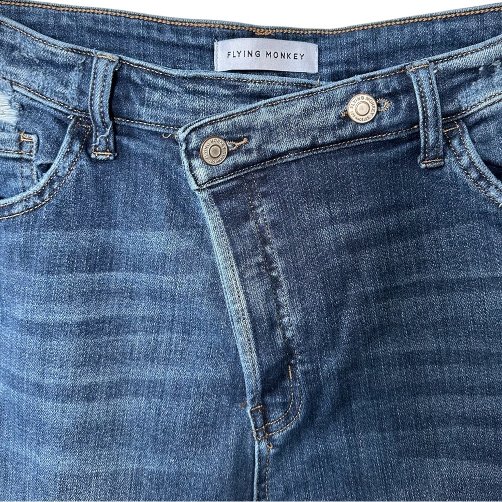 Flying Monkey Crossover Button Fly Raw Hem Flare … - image 5